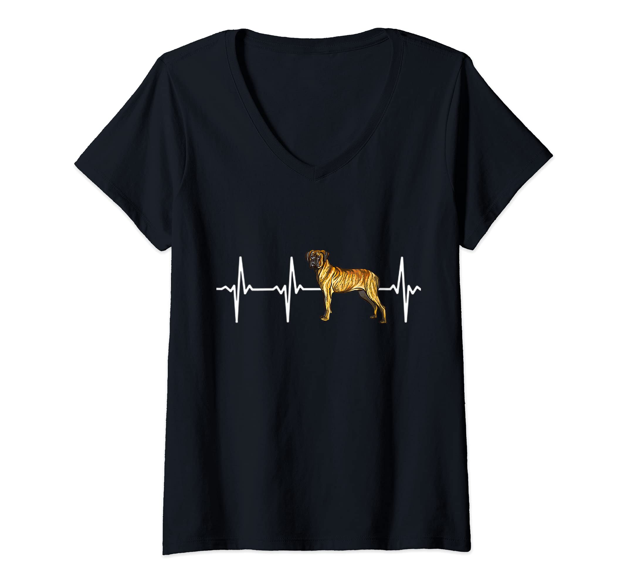 Womens Cane Corso Heartbeat Love My Dog V-Neck T-Shirt