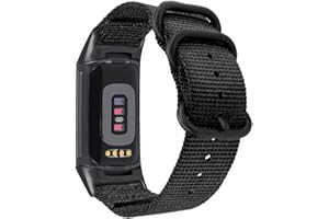 Abanen Nylon Bands for Fitbit Charge 6 / Charge 5, Woven Nylon Quick Dry Band Wrist Strap with Stainless Steel Ring Clasp Adjustable Compatible with Fitbit Charge 5 for Men and Women