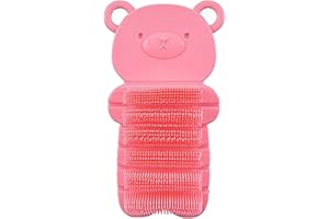 JINCH Nail Scrubber Brush Kids, Finger Nails Scrub Scrubbing Cleaning Brushes with Soft Bristle for Baby Children, Cute Animal Style and 2 Colors Choice (Pink)