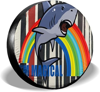Amazon Com Jinyou Shout Shark Rainbow Spare Tire Cover For Jeep Trailer Rv Suv Truck Other Vehicles Sports Outdoors