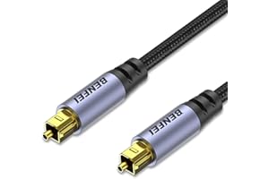 BENFEI Toslink Optical Audio Cable 6.6 feet / 2 M, S/PDIF Fiber Optic Cord [Braided, Gold-Plated Connectors, CL3 Rated] for S