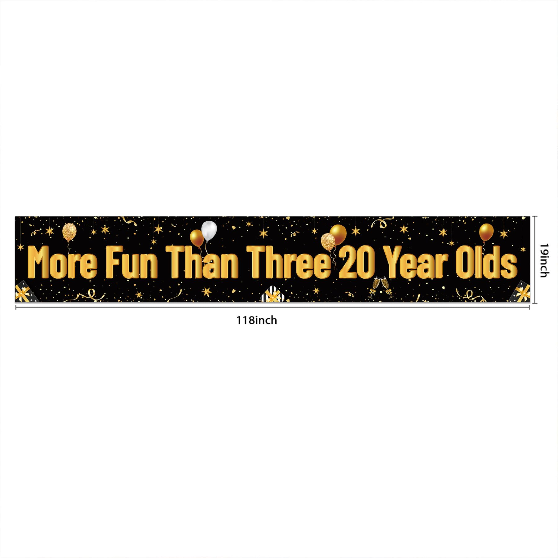 More Fun Than Three 20 Year Olds Banner for 60th Birthday Decorations - Happy 60th Birthday Party Banner - 60th Birthday Party Decorations and Supplies