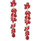 Moiegouct Long Rhinestone Dangle Earrings Sparkly Crystal Teardrop Dangling Earrings for Women Wedding Brides Prom Jewelry