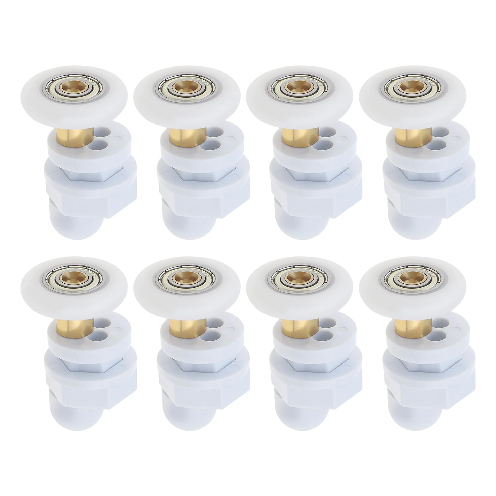 YINETTECH 8PCS Shower Door Rollers: Ultra-Quiet, Replacement Runners Wheels, 25mm Roller Diameter, Suitable for 4-6mm Glass Doors, Modern Style, White