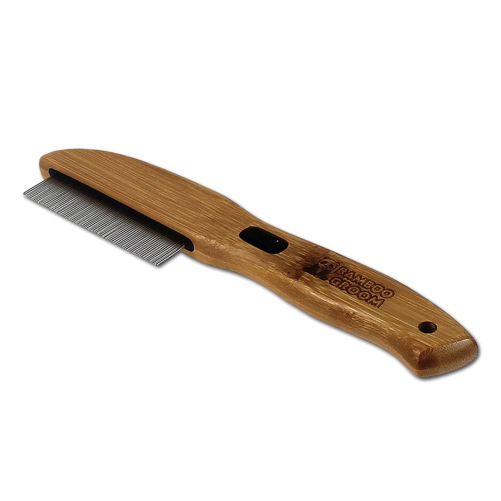 Alcott Bamboo Groom Flea Comb with 77 Rotating Pins for Pets