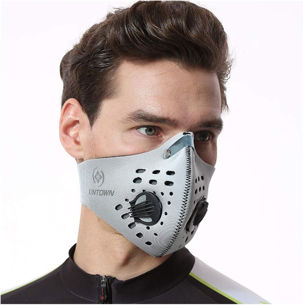 Reusable Dust Pollution Dust Mask, Dust Breathing Mask Activated Carbon Dustproof Mask for Pollen Allergy Woodworking Mowing Running Cycling Outdoor Activities (Gray)