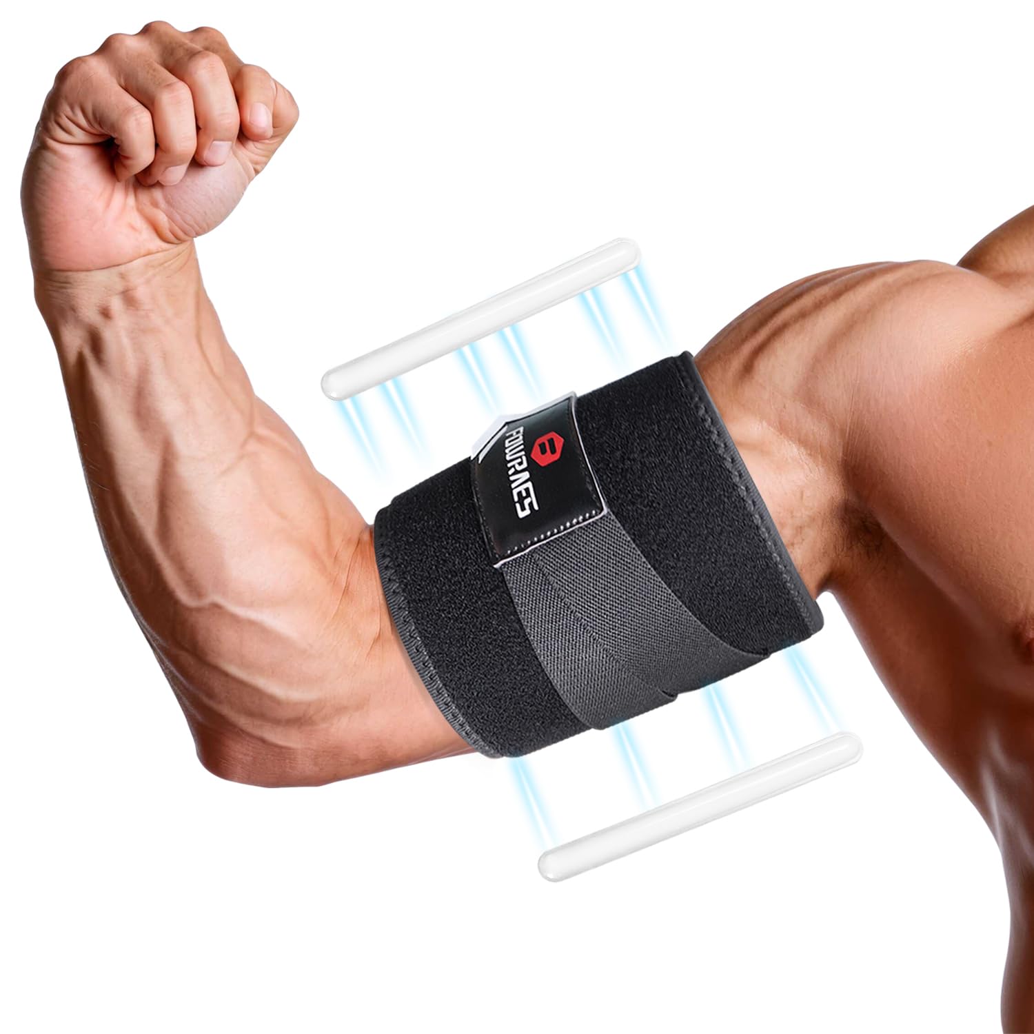 Photo 1 of FOWRAES Bicep Tendonitis Brace with Support Bar - 2 Pack Arm Compression Sleeve Tricep Bicep Support Bands for Upper Arm Pain Relief, Muscle Strains & Inflammation, Fits Men/Women(Black,X-Large)