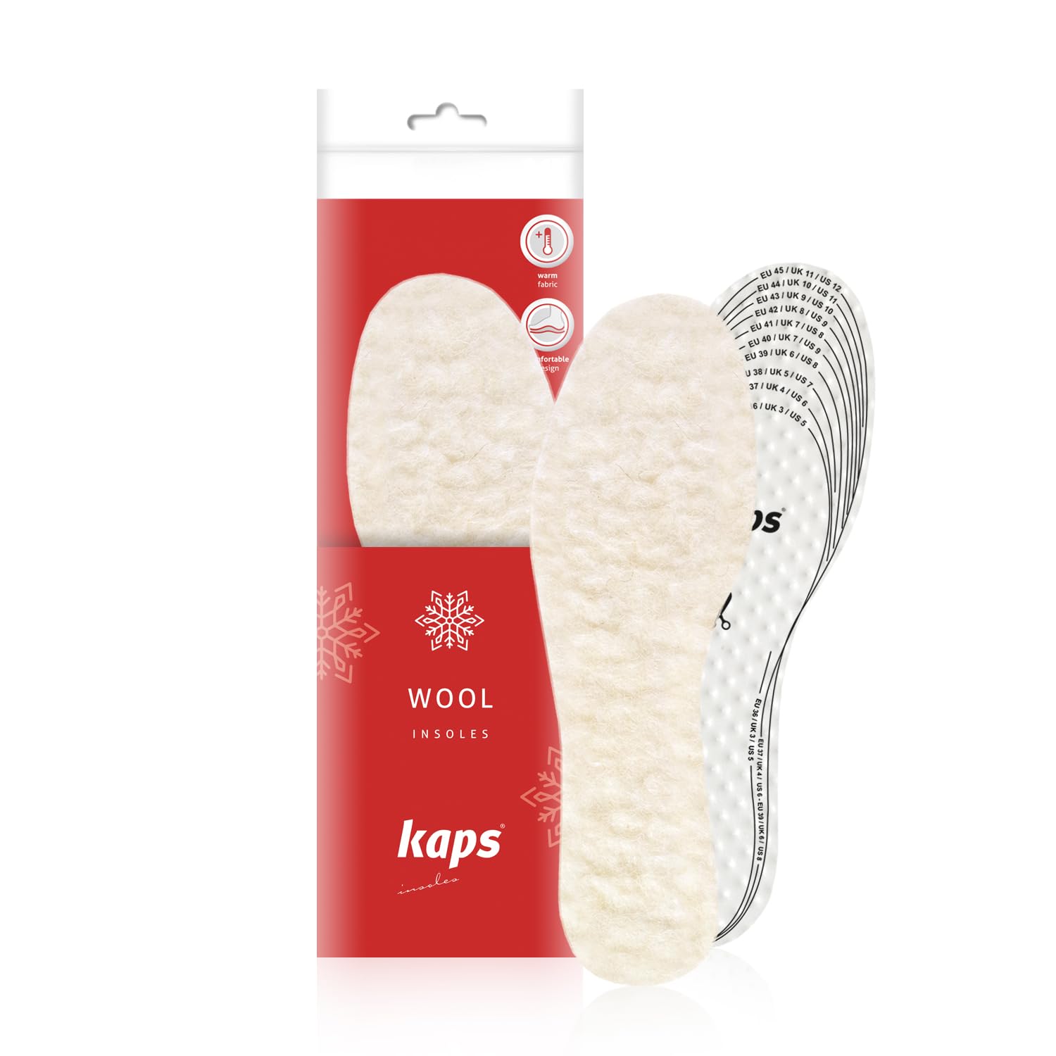 Wool Insoles for Shoes and Boots - Warm Fluffy Inserts for Women and Men, Natural Sheep Fleece with Latex Foam Cushion, Cut to Fit - Kaps