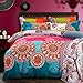 Pangzi Bohemian Duvet Cover King Size,Microfiber Bedding Comforter Cover Set,Boho Colorful Retro Print Duvet Cover
