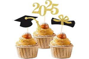 BCHOCKS Class of 2025 Glitter Graduation Cupcake Topper, Food/Appetizer Picks for Graduation Party (graduation 01)