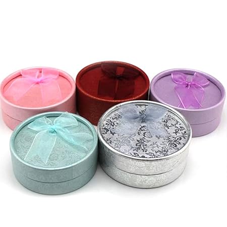 Honearn Bow Decorative Cardboard Gift Box Round Bowknot Gift Case