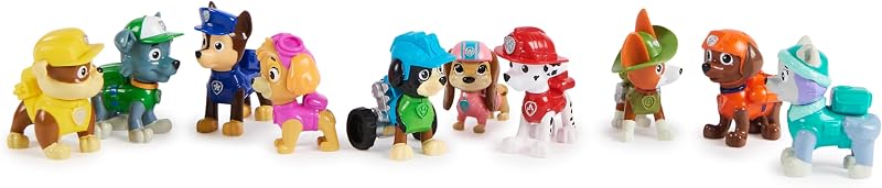 Paw patrol - paw patrol figures - pacote de presente com 10 figuras de brinquedo colecionáveis ​​​​paw patrol - 10º aniversário - 6065255 - brinquedos para crianças de 3 anos +