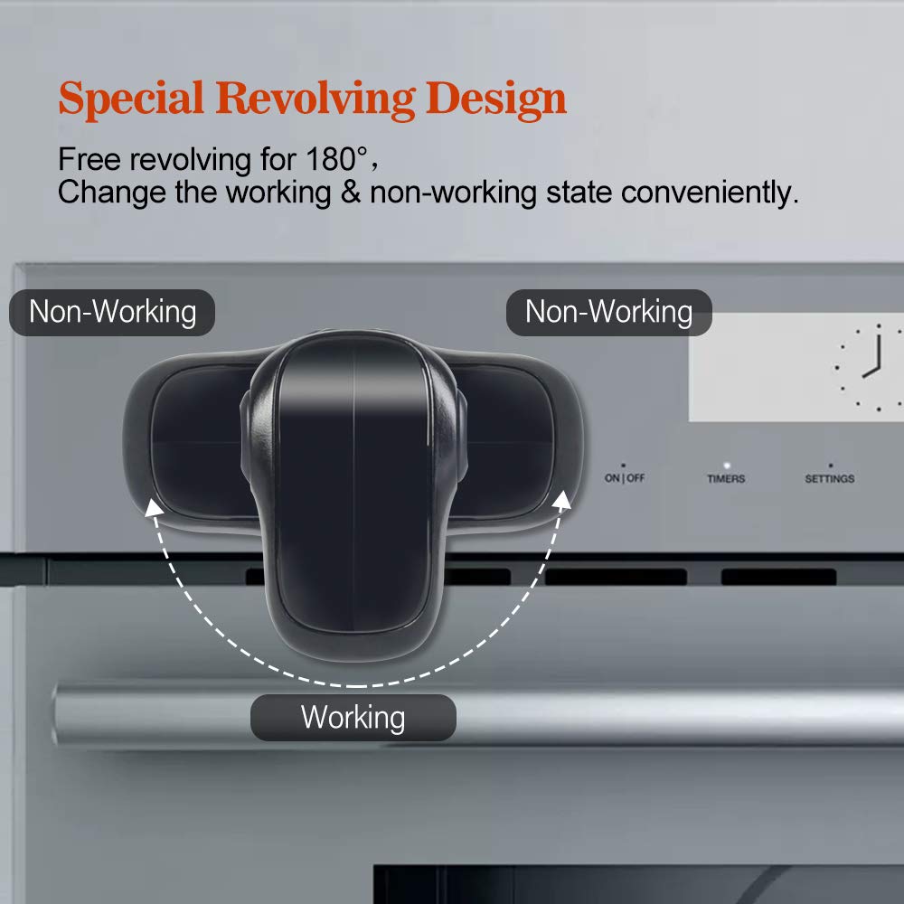 EUDEMON Child Safety Heat-Resistant Oven Door Lock, Oven Front Lock for Kids Easy to Install, Use Adhesive,No Screws or Drill (1 Pack,Black)(ONLY for Flat Surface)