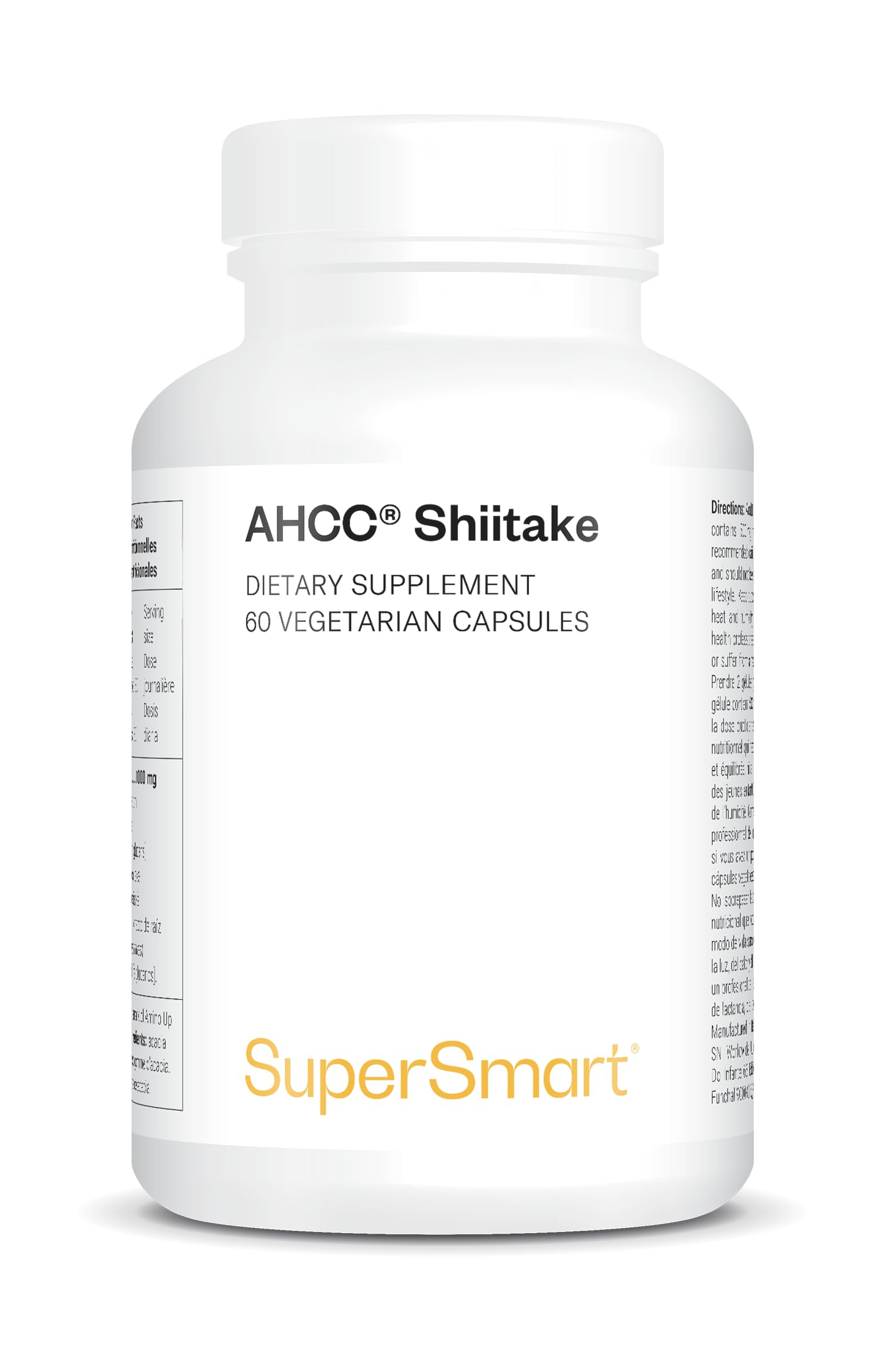 Shiitake (AHCC) - Strengthens the Immune System - Extract of Shiitake Mycelium (Lentinus edodes) - Gluten-Free - Vegan - Non-GMO - SuperSmart