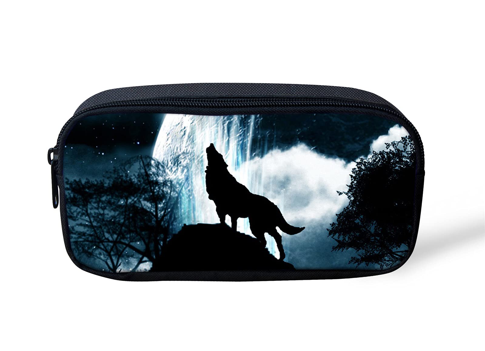 NETILGEN Teen Wolf Pencil Case for School Boys Adults Organizer Animal Bags Cool Big Funny Pens Pouch Coin Purse Gift