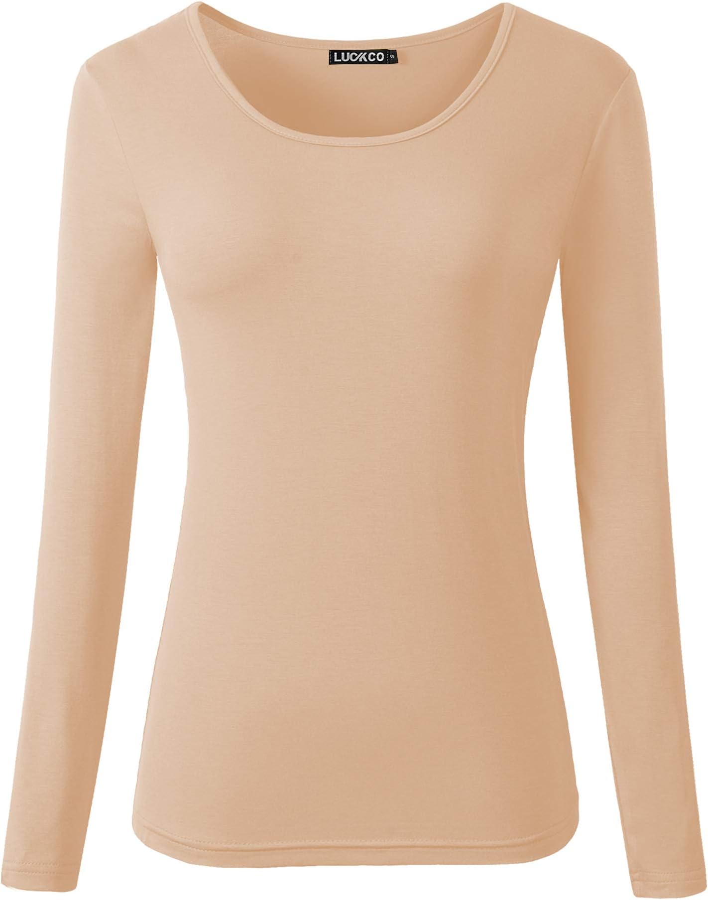 Luckco Women's Long Sleeve Round Neck Slim Fit Basic Layering T-Shirt