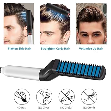 Xenoty Men Quick Beard Straightener Hair Comb Multi Functional