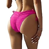 SherryDC Women’s Sexy Bikini Bottoms Tie Side Swimsuit Bottom Cheeky High Cut Ruched Butt Bathing Suit Bottom