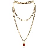 EverGlimp Women's Chunky Gold Chain Necklace – Crystal Pendant, Layered Heart Slip Chain with Cuban Link and Heart-Shaped Clasp, Trendy Choker Jewelry