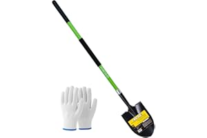 FORCOLID Shovel for Digging, Heavy Duty Gardening Shovel 57 Inch Straight Handle Round Blade with Non-Slip Tail Cover, Lawn and Yard Tools, Fiberglass Handle(Green)