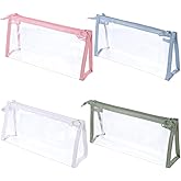 4PCS Clear Pencil Cases, Waterproof Pen Pouch with Zipper, Portable Travel Cosmetic Makeup Pouch, Stationery Toiletries Organizer, Multi-function Storage Organizer for Home Office Vacation Accessories