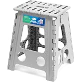 Dyforce Folding Step Stool 16 Inch,400lbs Foldable Step Stool for Adults | Step Stool Foldable Grey,Non-Slip Plastic Stepping Stool with Carry Handle,Lightweight for Bathroom Kitchen Bedroom Garden