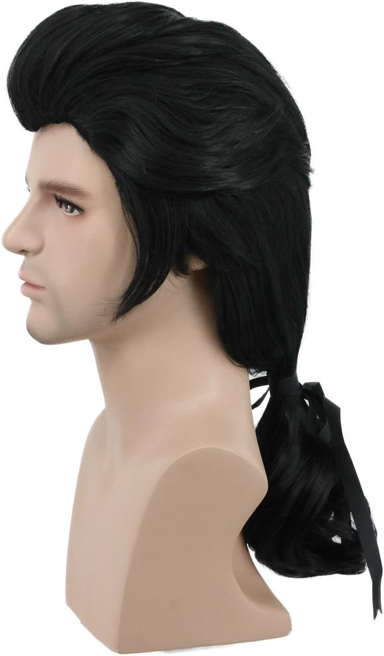 Karlery Men Long Wave Black Gaston Colonial Wig Halloween Costume Cosplay Wig, 24 inches - Image 4