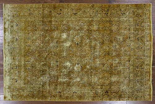 Oriental Collection Hand Knotted 7x10 Overdyed Persian Gold Wool Area Rug H9561