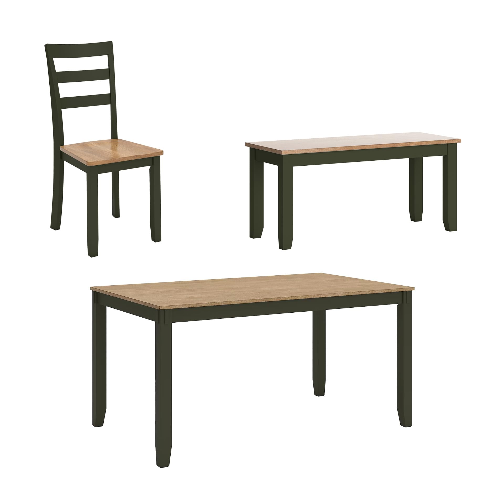 Photo 1 of Signature Design by Ashley Gesthaven Modern Dining Table with 4 Chairs and Bench, Set of 6, Green & Light Brown