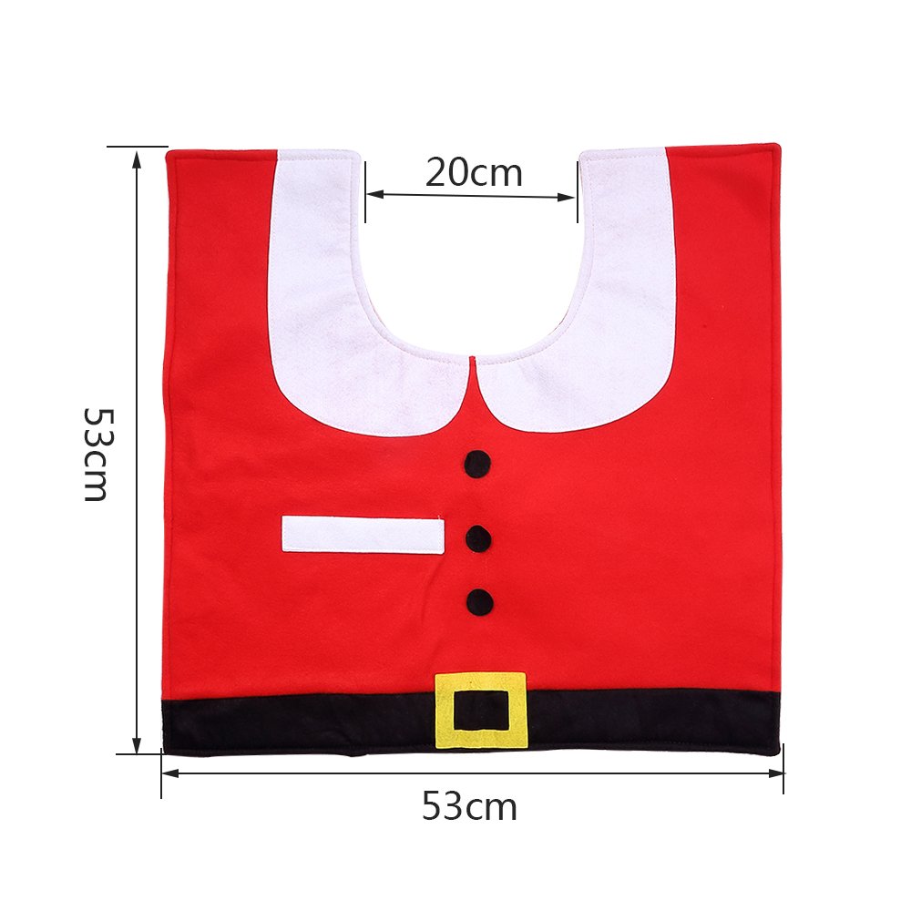 Zogin Weihnachten Toilettensitzbezug Weihnachtsdeko WC-Sitze Set mit Sitzbezug & Teppich & Gewebe Deckel für Badezimmer im Weihnachtsmann-Design