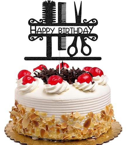 Amazon.com: Hairstylist Happy Birthday Cake Topper Barber Birthday Party  Decorations Hair Dresser/Haircutter Bday Cake Decor Gold Glitter : Toys &  Games