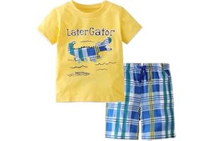 LMYOVE Toddler Boy Short Set Little Boy Clothes Casual CrewNeck Short Sleeve T-Shirt and Short Sets Summer Outfits 2T-7T