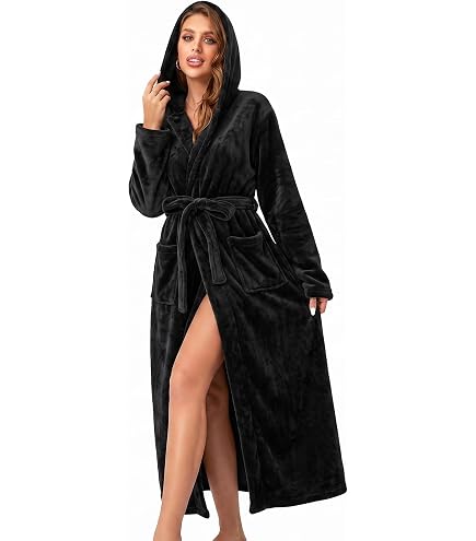 ladies dressing gown black Women, Fluffy Bath Robes for Women, Gifts for Her (S, Leopard Black/Brown/Beige) at Amazon Women's Clothing store __with:ACC1049-1_BROWN