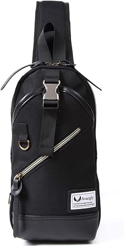 Amazon Avangly ボディバッグ ショルダーバッグ 斜めがけ メンズ レディース ブラック ブラック ボディバッグ ワンショルダー