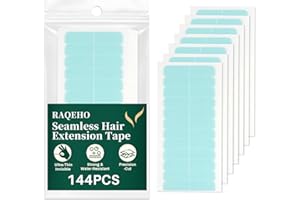 RAQEHO 144Tabs Hair Extension Tape - Strong Hold Invisible Hair Tape Replacement for Tape in Extensions, Ultra Thin Toupee Ta