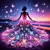 JFYHAB 5D Beach Diamond Art Kits for Adults Beginners, Angel Fairy Diamond Painting Kits, DIY Full Round Drill Butterfly Paint by Diamonds Dot Gem Art for Adults, Home Wall Decor 12x 12 Inch