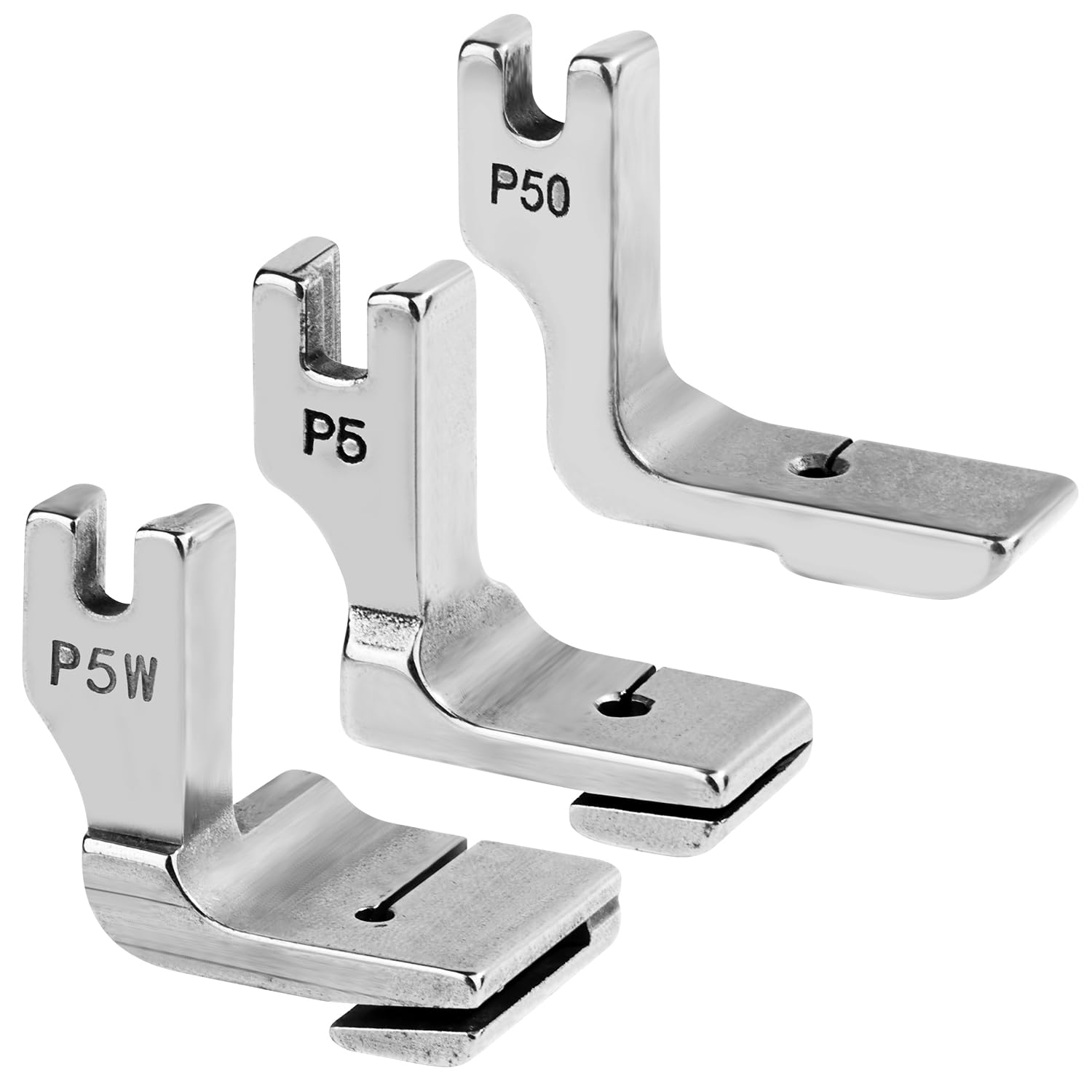 PEUTIER 3pcs Sewing Presser Foot, P5W, P5, P50, Double Shirring Gathering Pleated Quilting Patchwork Sewing Machine Presser Foot, Alloy Steel