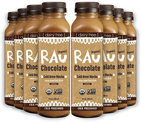 Organic Superfood Drinking Chocolate (RAU COLD BREW MOCHA) - Gluten Free, Paleo Friendly, No Preservatives, 12 Ounce (Pack of 8)