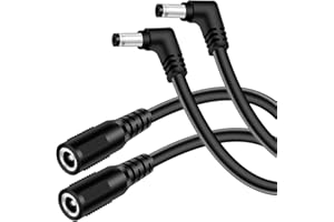 18AWG 2-Pack DC Power Extension Cable, 5.5mm x 2.1mm Right Angle Male to Female Barrel Plug Jack Power Supply Adapter 5.5x2.1