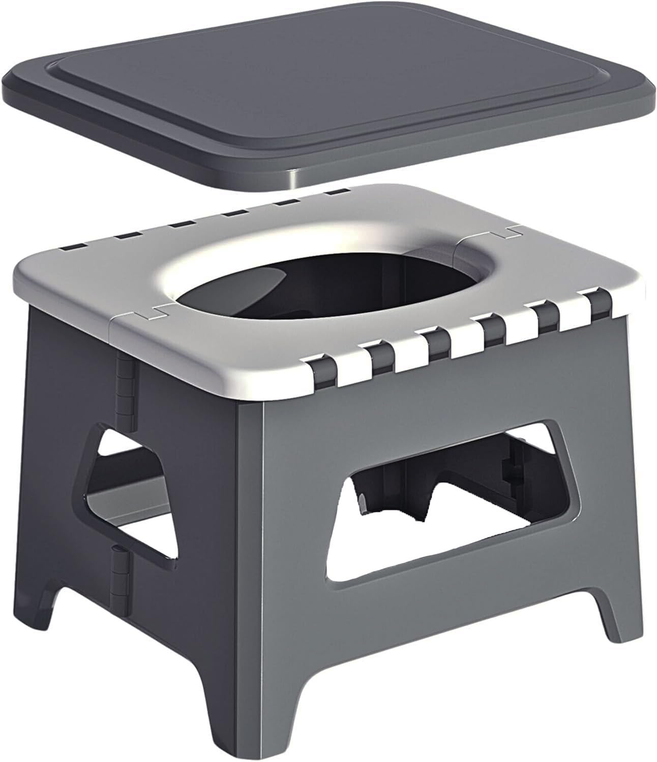 スツーレ® 【防災グッズ大賞受賞】 Step 簡易トイレ 日常はイスや踏み台に ポータブルトイレ 携帯トイレ 耐荷重150kg 排便袋&凝固剤付き (グレー, M)商品画像