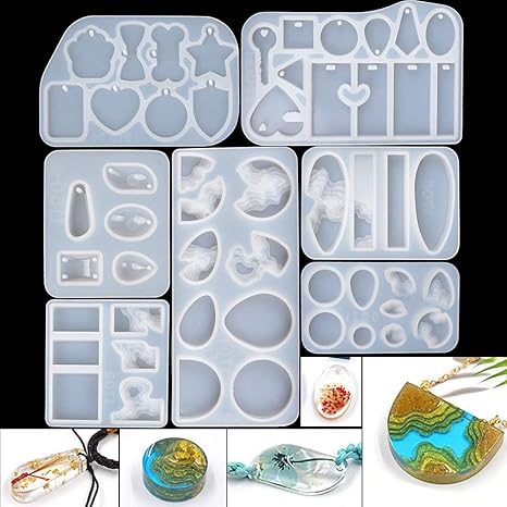 Amazon Co Jp Suprosper シリコンモールド レジン 円形 正方形 長方形 イヤリング ペンダント ジュエリーモールド アクセサリー作成 ソフトモールド ハンドメイド レジン 島のモールドなど ホビー