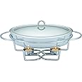 3 QT Chafing Dish Buffet Set | Food Warmers for Parties Buffet, Oven Safe Glass Serving Dish with Stainless Steel Base and Cover