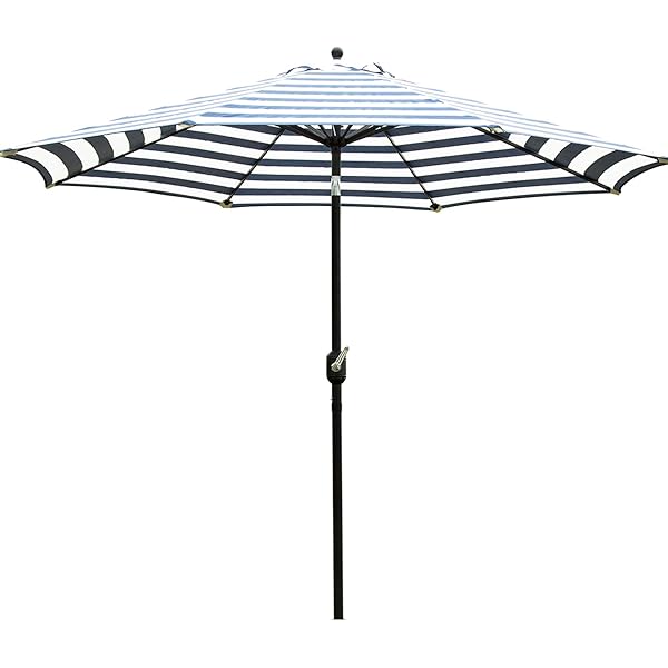 Amazon Com Abba Patio 11 Feet Striped Patio Umbrella Outdoor Table Market Umbrella With Push Button Tilt And Crank Turquoise Striped Garden Outdoor