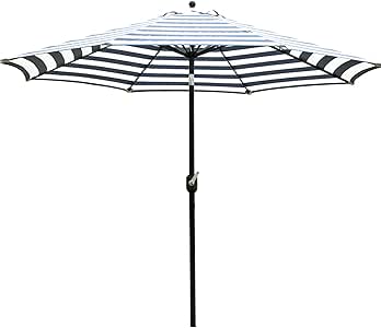 Amazon Com Sunnyglade 9 Patio Umbrella Outdoor Table Umbrella With 8 Sturdy Ribs Blue And White Garden Outdoor