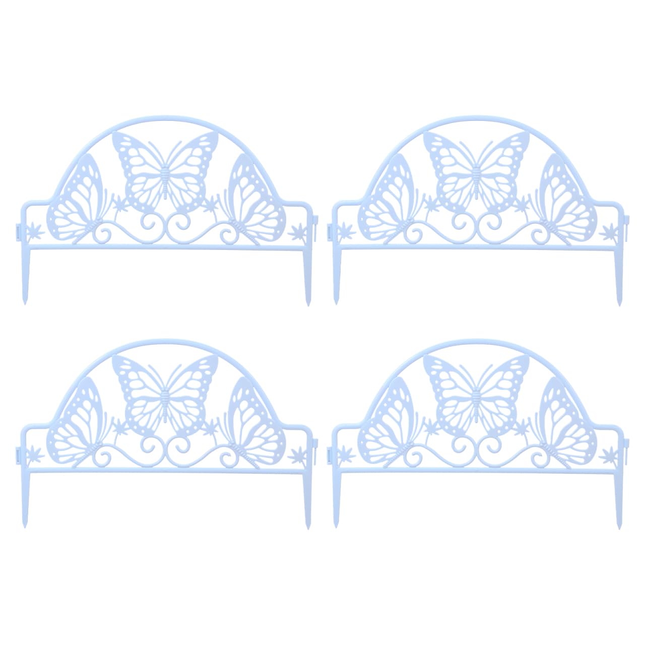 Happyyami 4pcs Plastic Garden Edging Border Hollow Butterfly Garden Fence Picket Small Landscape Panels Stake Flowerbeds Plant Borders for Patio Pool Outdoor