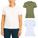 Women's T-Shirts Short Sleeve Crewneck Cotton Soft Comfortable Fashion T Shirts for Women, Multicolor, 2 Pack