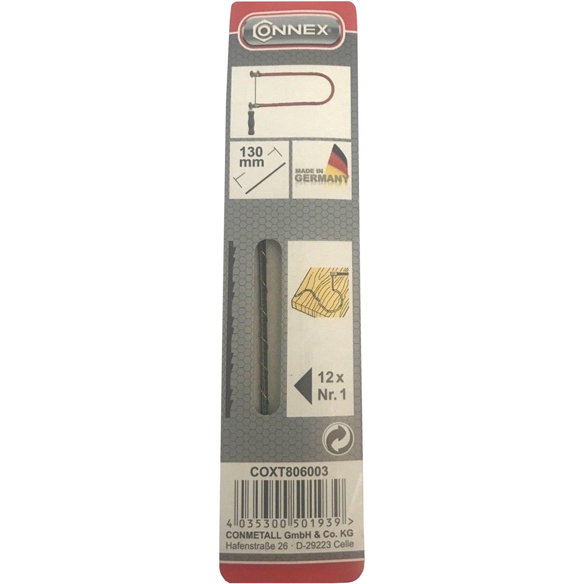 Connex COXT806003 "Taifun" No. 1 Fretsaw Blade for Wood, Black, Set of 12 Piece โ image 1