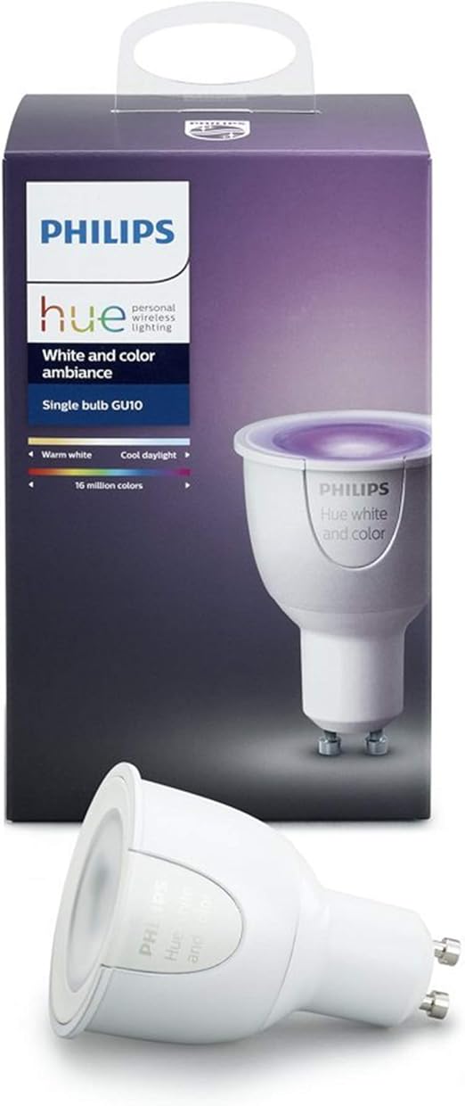 Philips Hue White And Colour Ambience Gu10 Dimmable Led Smart Spot Light Compatible With Amazon Alexa Apple Homekit And Google Assistant