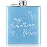Tanlade Bachelorette Gifts for Bride, 6 oz My Something Blue Gift for Women | Bride Flask Gift, Matte Wedding Flask, Light Blue Hip Flask Party Favor