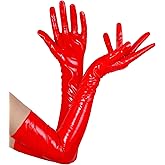 Bencailor Women Long Gloves Patent Leather Gloves for Costume Photoshoot